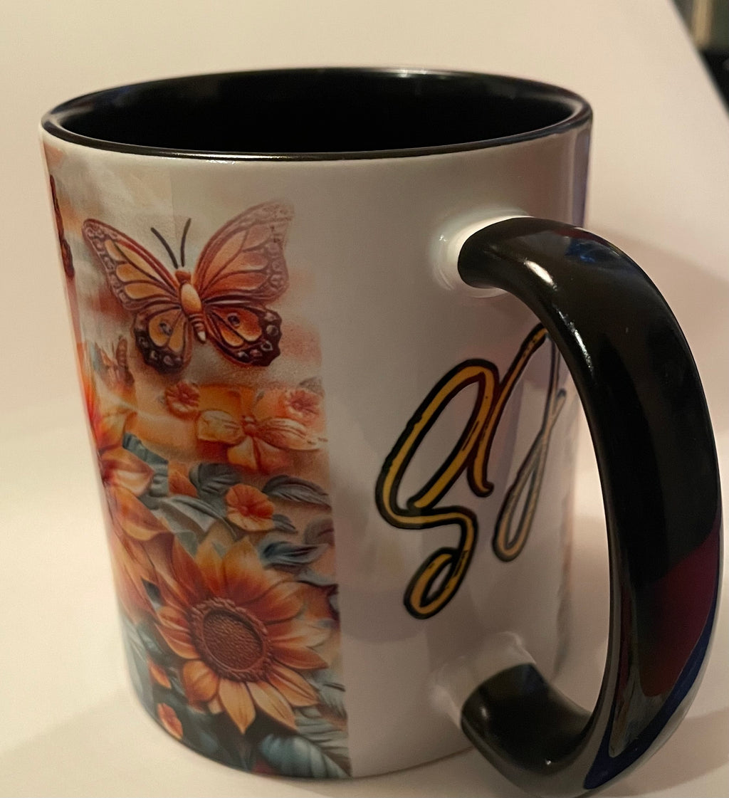 SJ Sunflower Days Mug w/ German Organic Edible Sunflower Petals Plus Tea Infuser