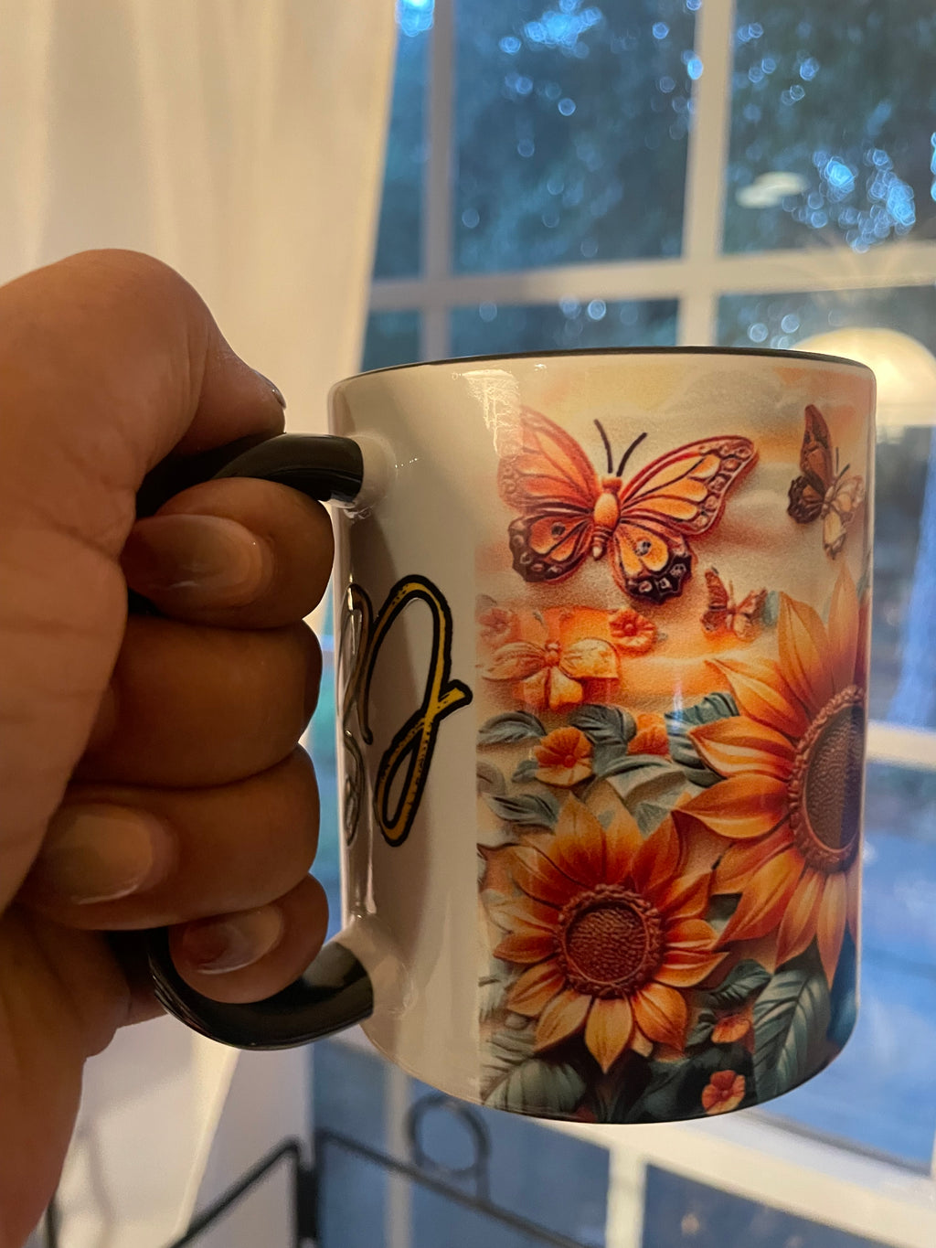 SJ Sunflower Days Mug w/ German Organic Edible Sunflower Petals Plus Tea Infuser