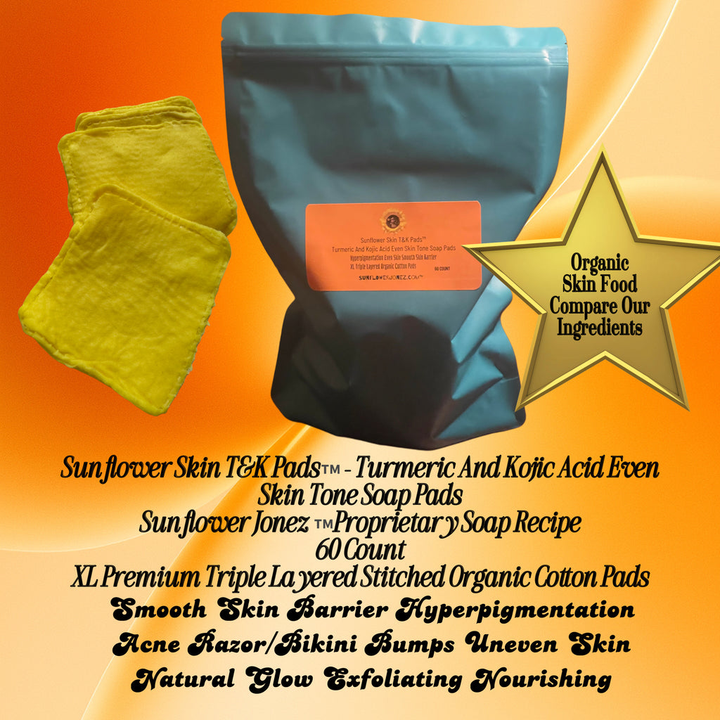 Sunflower Skin T&K Pads - Turmeric And Kojic Acid Even Skin Tone Soap Pads -60 ct.